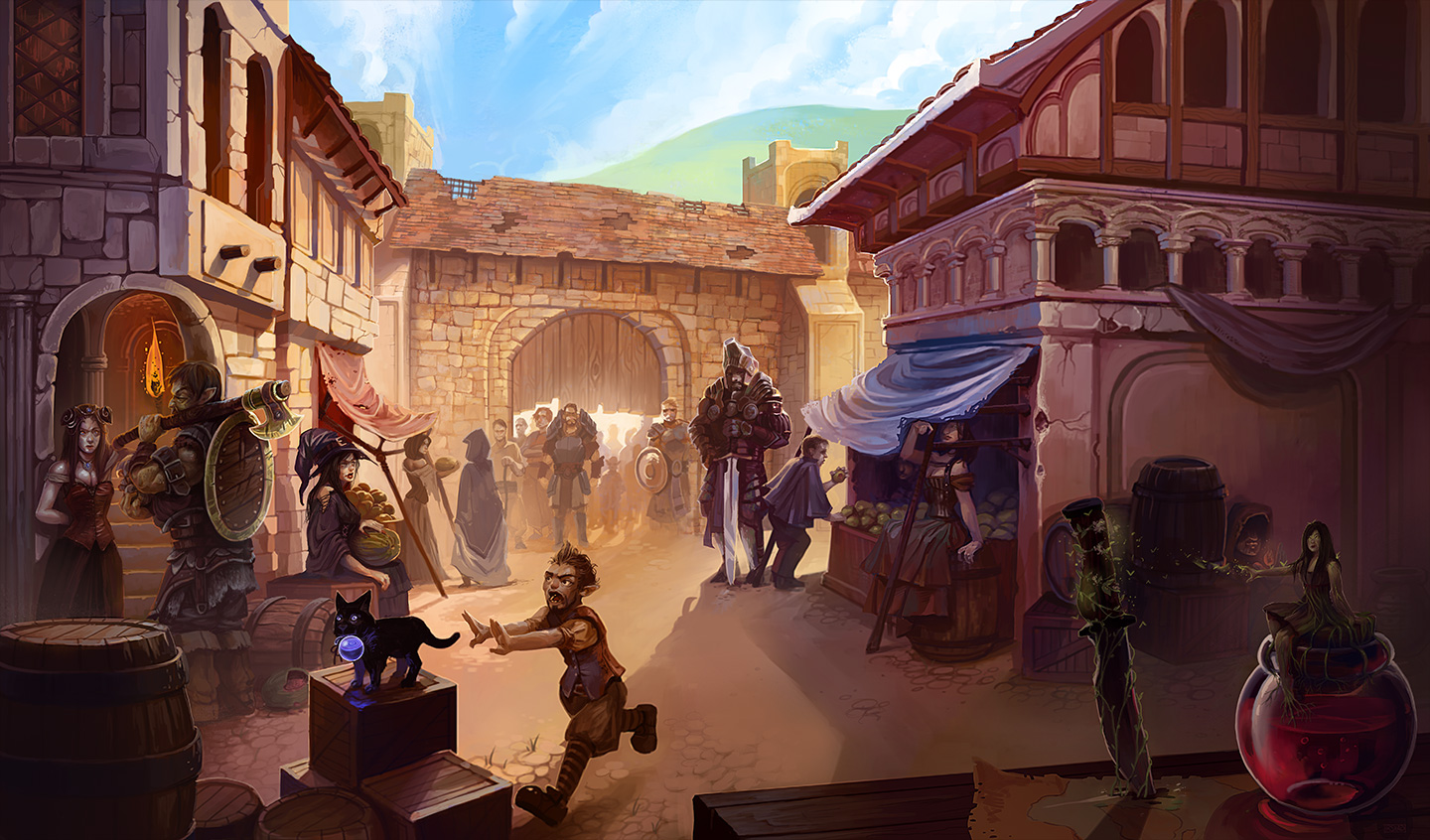A Bustling Town Gate